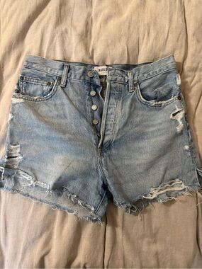 Agolde Light Wash Distressed Denim Cutoff Shorts